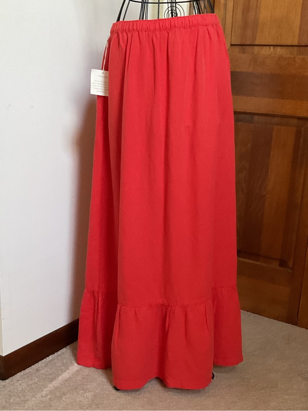 Calypso red linen blend skirt, Medium, New - Picture 2 of 5